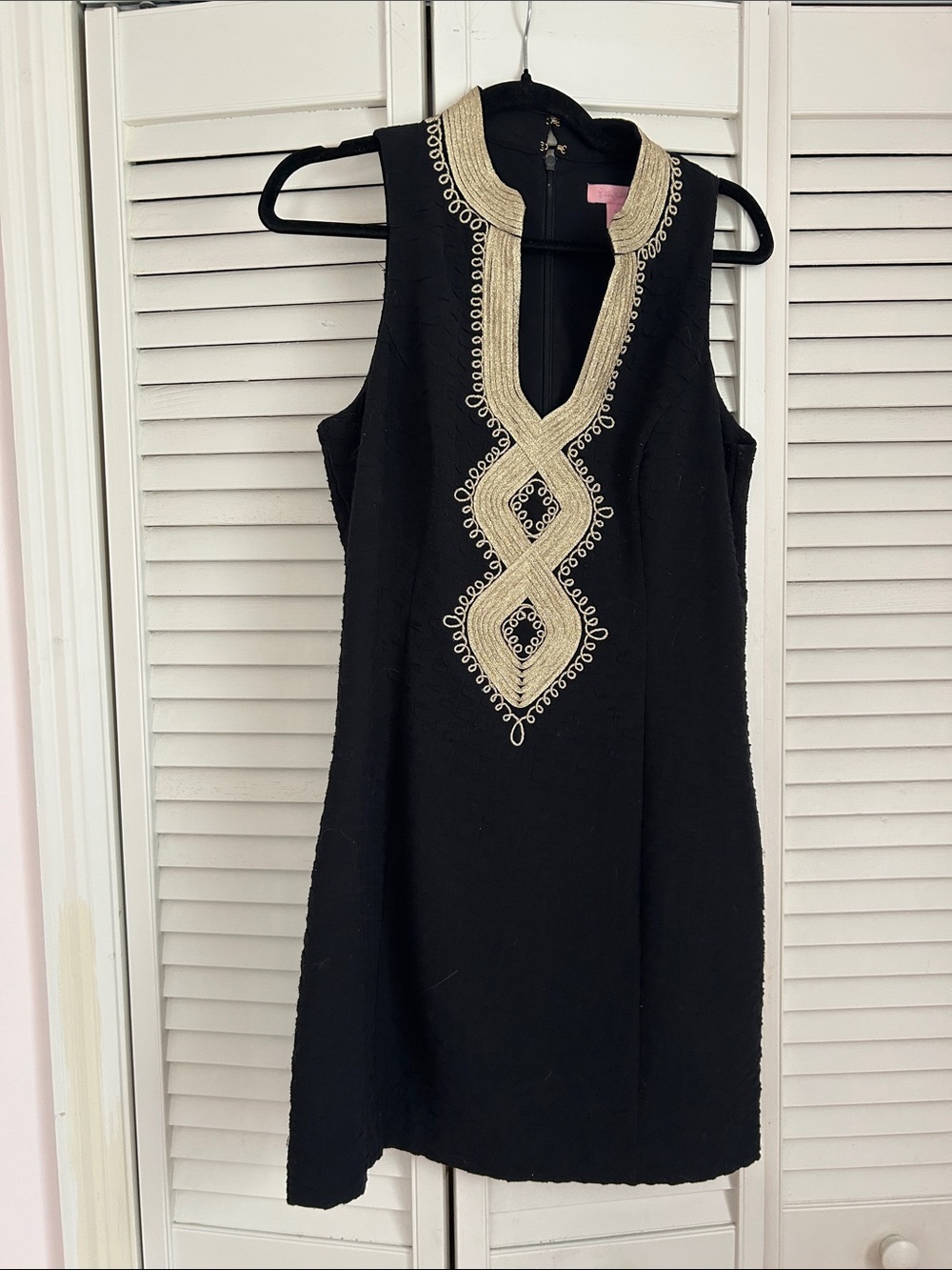 Lilly Pulitzer Black Mini Dress with Gold Embroidery